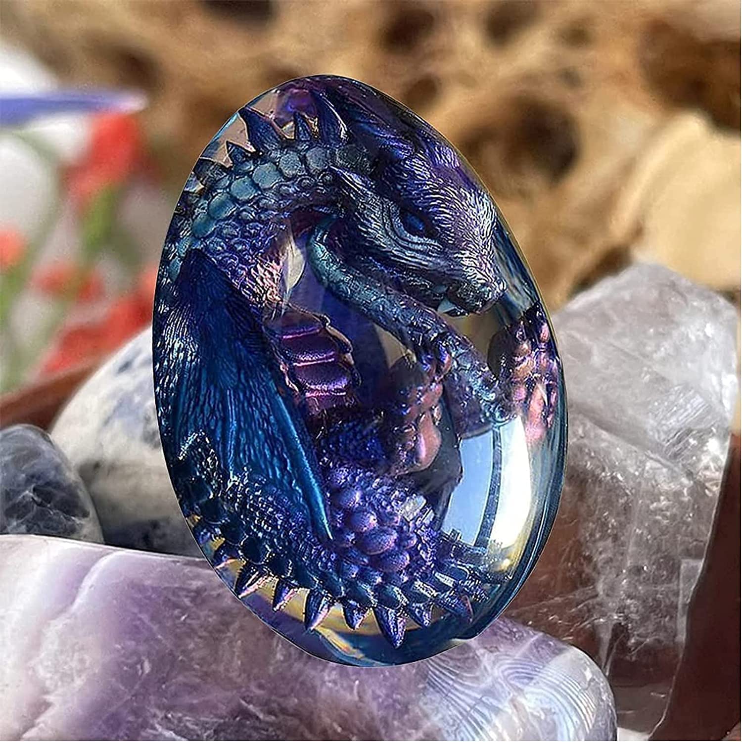 Glowing Lava Dragon Egg with LED Light Base - Crystal Decorative Ornament for Home, Desk, Gift - Perfect for Fantasy Lovers, Game Room Decor, and Collectors