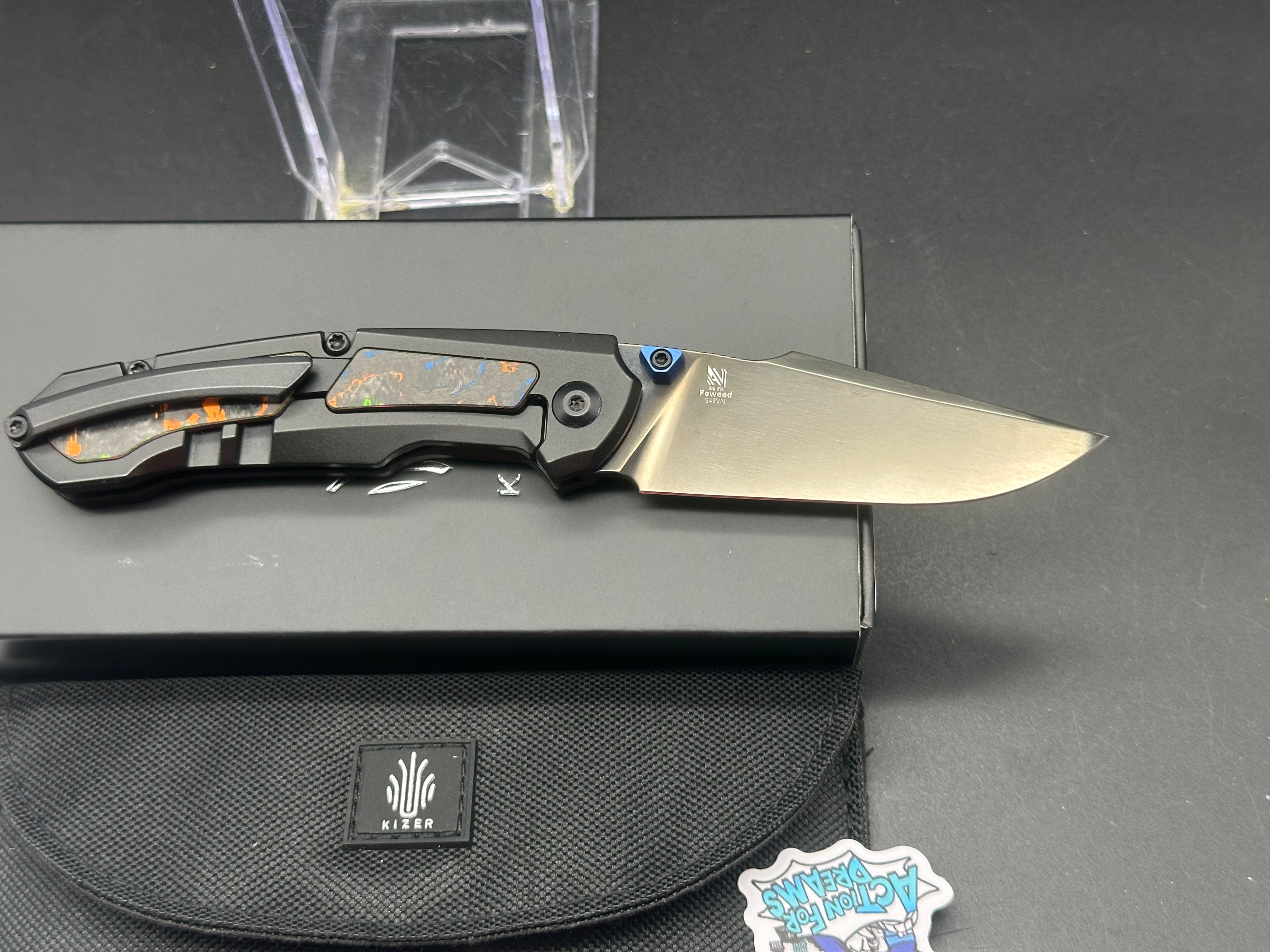 Kizer FEWEED Pocket Knife - S45VN Steel Blade with Titanium Handle & Camo Carbon Fiber Inlay - Perfect for EDC, Outdoor Adventures, and Survival Gear