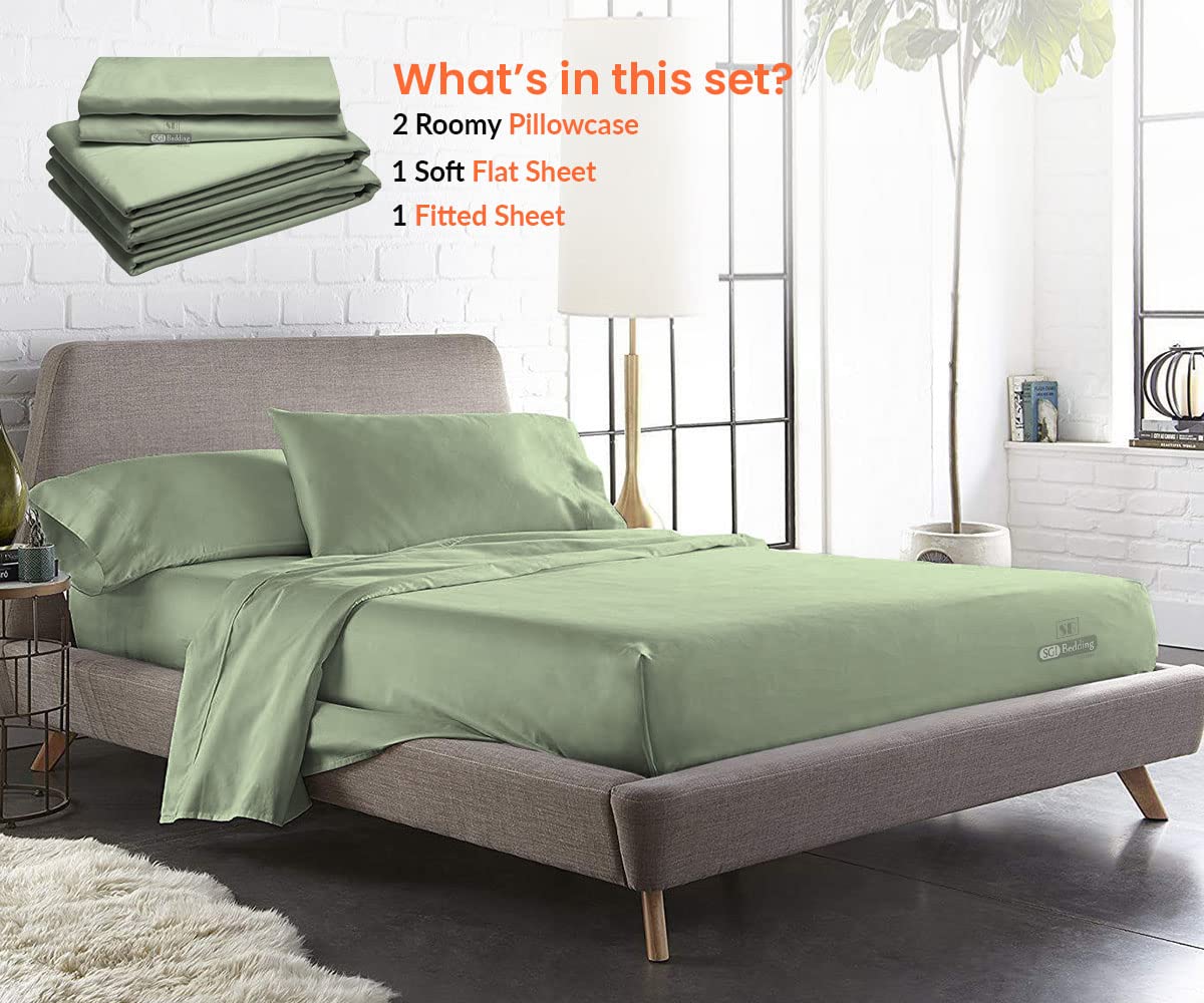 Premium 500 Thread Count 100% Egyptian Cotton Bed Sheet Set - Ultra Soft Luxury Hotel Quality 4-Piece (1 Fitted Sheet, 1 Flat Sheet, 2 Pillowcases) with 15