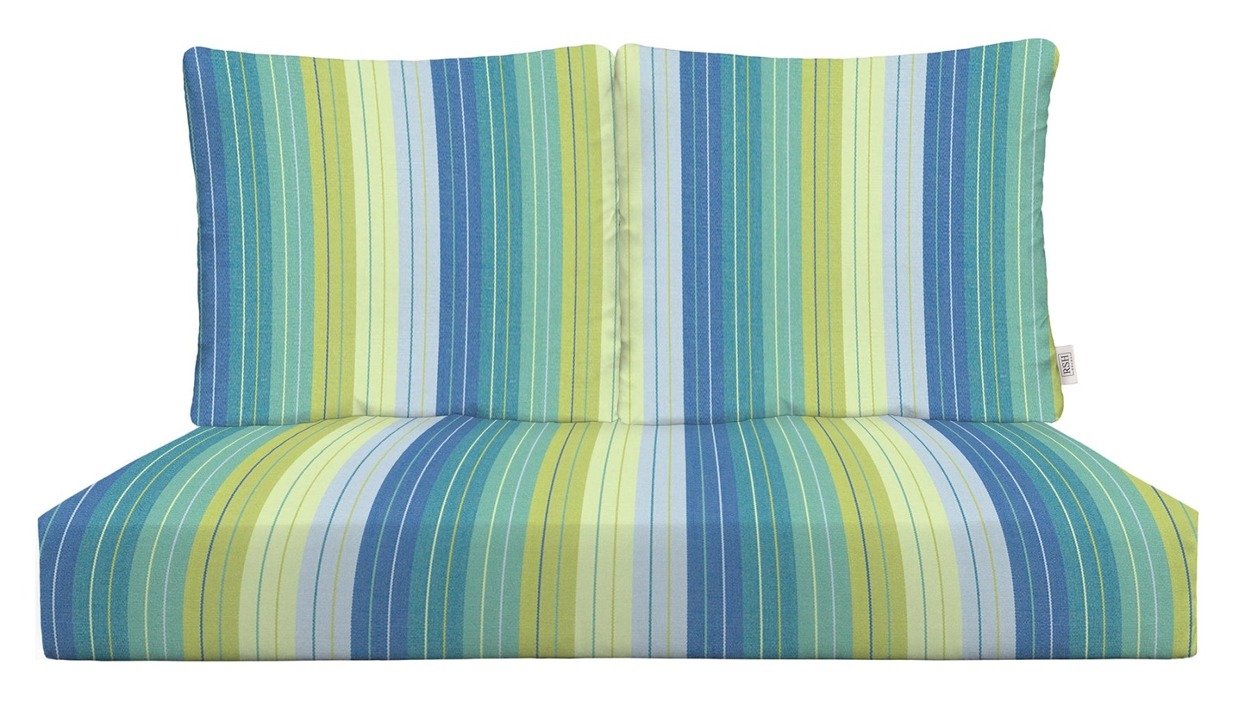 Sunbrella Stripes Deep Seating Pillow Back Loveseat Cushion Set - Waterproof Outdoor Patio Furniture Cushions for Sofa, Chair, and Lounge - Perfect for Poolside, Garden, and Deck Relaxation