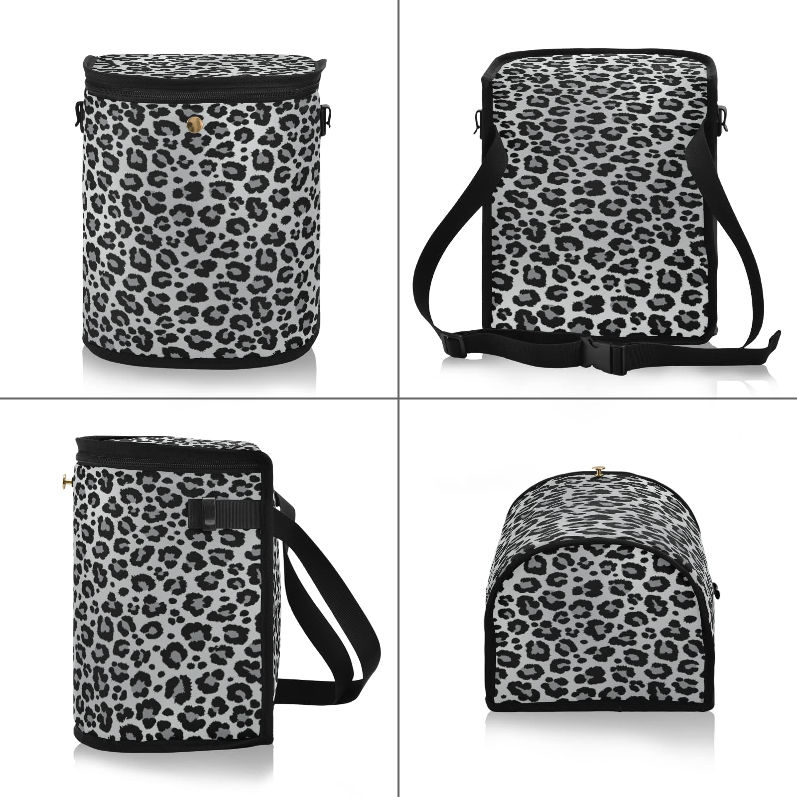 SUABO Leakproof Car Trash Can with Lid - Waterproof Snow Leopard Print Auto Garbage Bin for SUV, Truck, Sedan | Portable Vehicle Organizer for Road Trips & Daily Commute