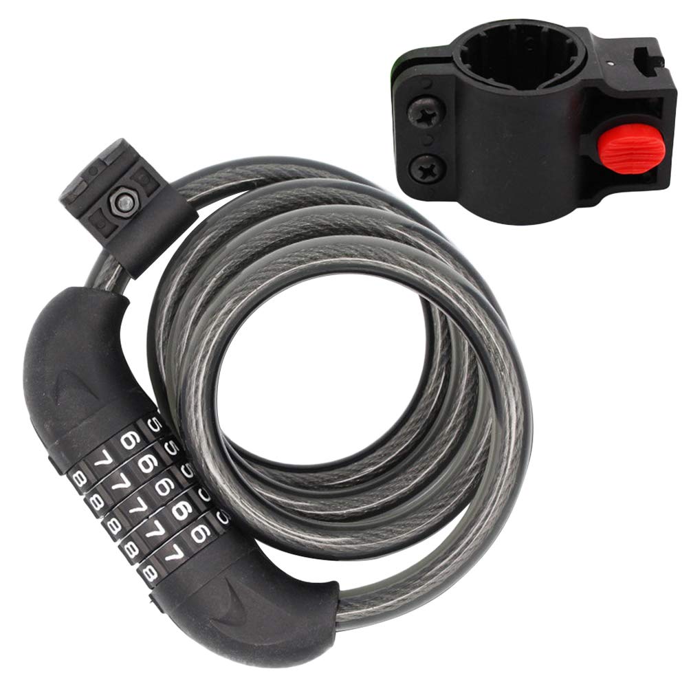 Heavy Duty Motorcycle Disc Lock - 5-in-1 Anti-Theft Bike Chain Lock with Combination for Mountain Bikes, Iron Sliding Door & Cable Security - Perfect for Outdoor Parking, Garage Storage & Travel Protection