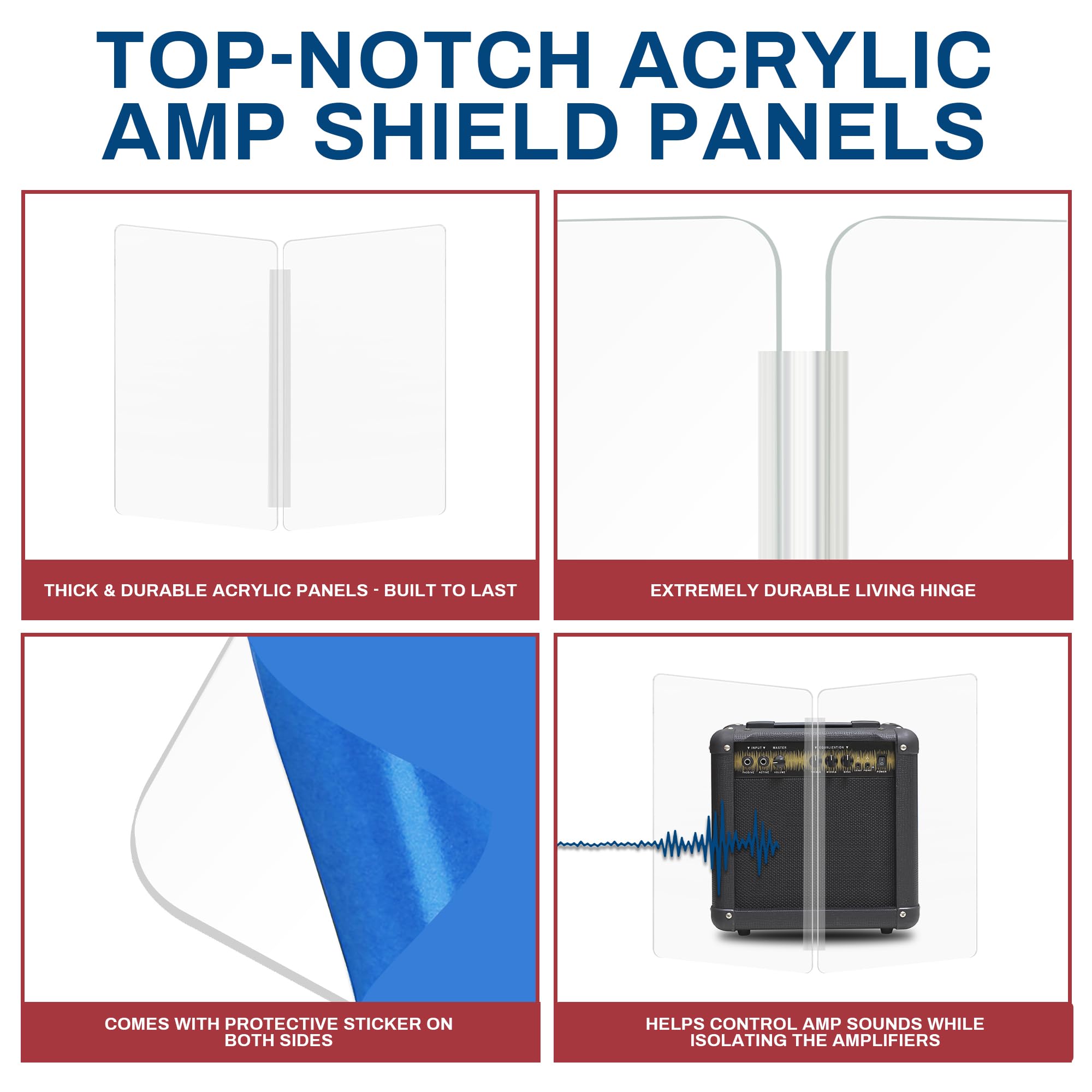 **Clear Acrylic Guitar Amp Shield with Plastic Hinges – Protective Panel for Amplifier Safety – Perfect for Live Performances & Studio Use**