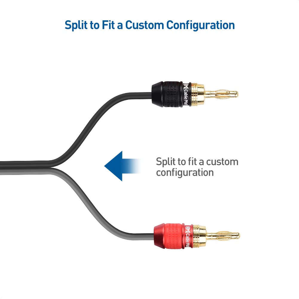 Premium 12 Gauge Oxygen-Free Copper (OFC) Speaker Wire - Heavy Duty 6ft/1.8m Banana Plug Cable for Home Theater, Stereo & Audio Systems - High-Quality Bare Copper Wire for Crystal Clear Sound