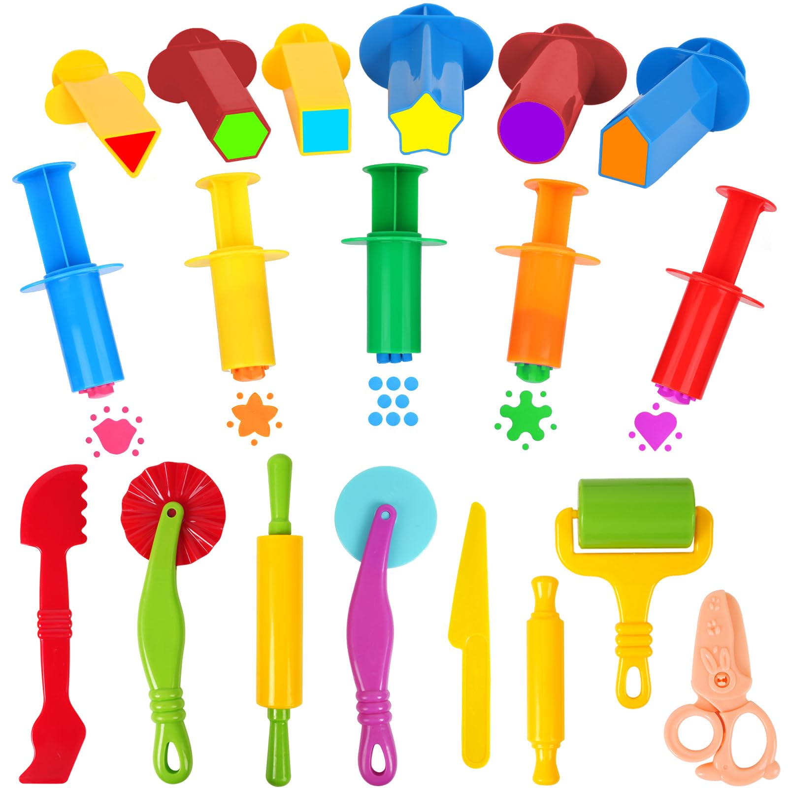 **19-Piece Play Dough Tools Kit for Kids – Dough Extruders, Safety Scissors, Rollers & Cutters – Non-Toxic Playdough Accessories for Ages 3+ (Random Colors) – Perfect for Creative Play, Preschool Learning & Sensory Development**