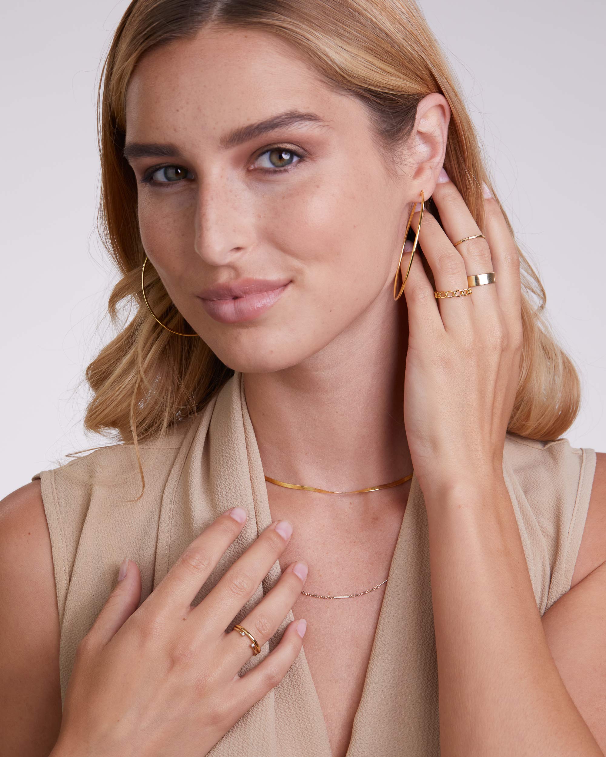 Sterling Silver Rings for Women - Dainty Stackable Open Circle & Chain Gold Rings | Elegant Jewelry for Everyday Wear, Gifts & Special Occasions