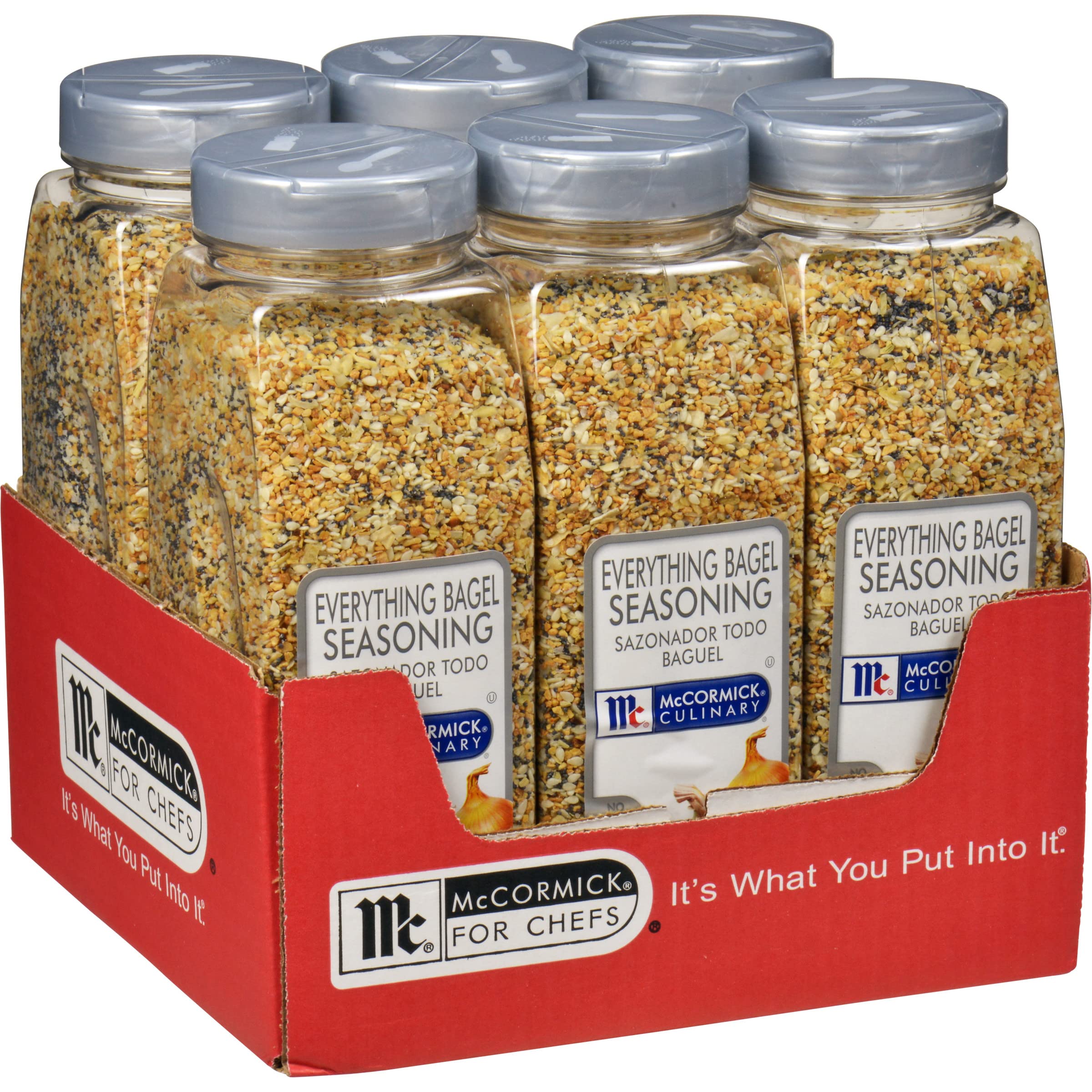 McCormick Culinary Everything Bagel Seasoning 21 oz (6 Pack) - Premium Poppy Seed, Sesame Seed, Garlic, Onion & Salt Blend - Perfect for Bagels, Avocado Toast, Popcorn & Salad Topping
