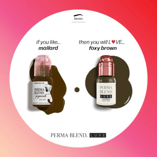 Perma Blend Luxe Foxy Brown Tattoo Pigment - Professional Cosmetic Tattoo Ink for Eyebrows, Eyeliner & Lip Blush - Vegan & Cruelty-Free