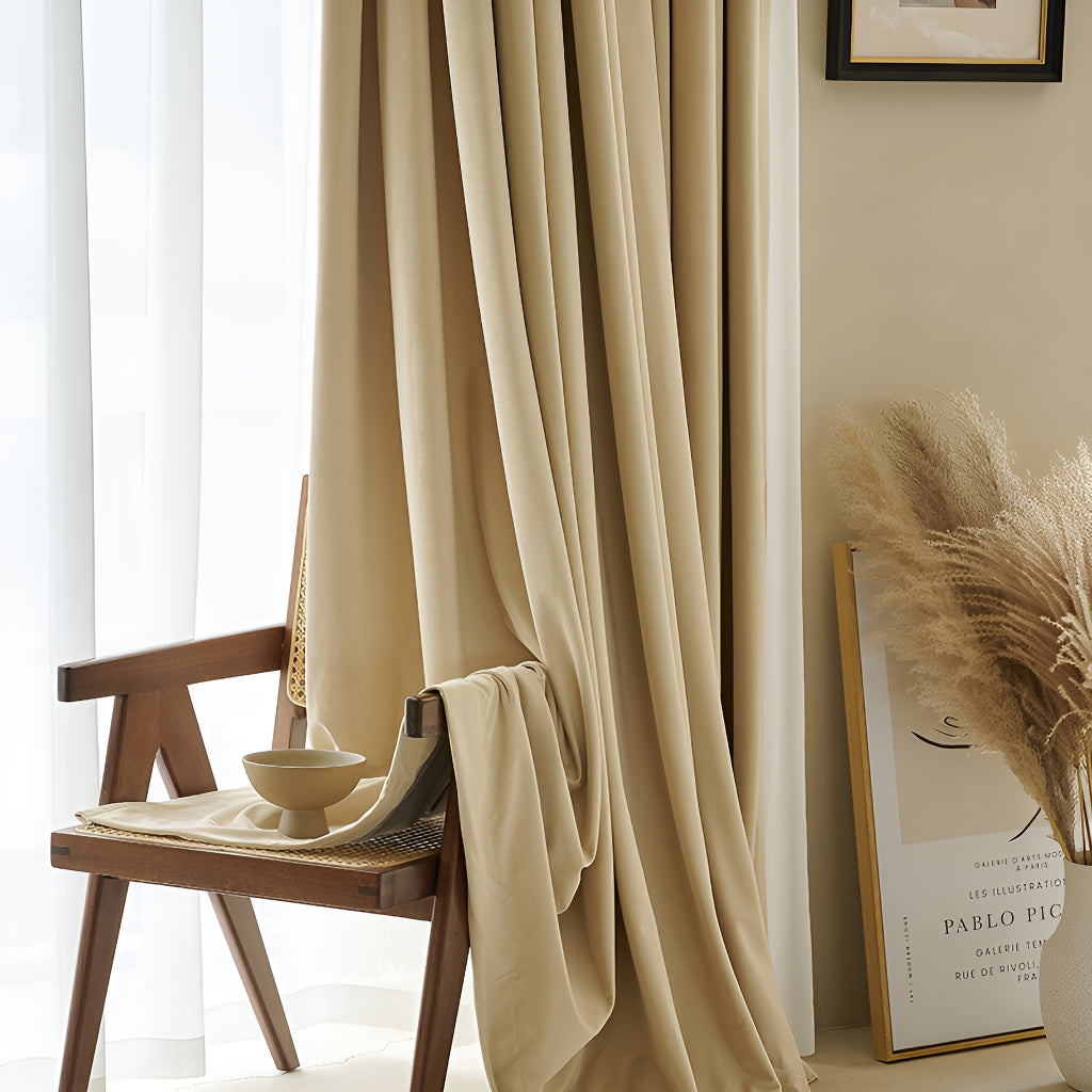 Emilee Solid Soundproof Blackout Custom Curtains for Bedroom & Living Room - Noise Reducing Thermal Insulated Window Drapes for Home & Office