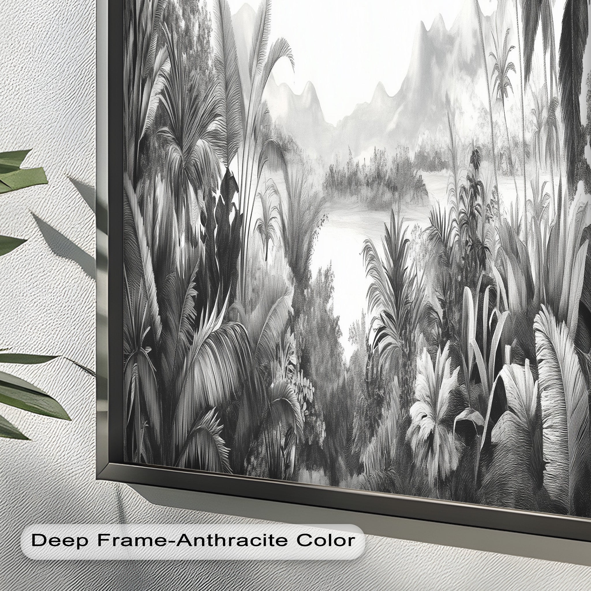Black and White Jungle Wall Art - Tropical Nature Oil Painting for Living Room, Bedroom & Office Decor | Handmade Canvas Print