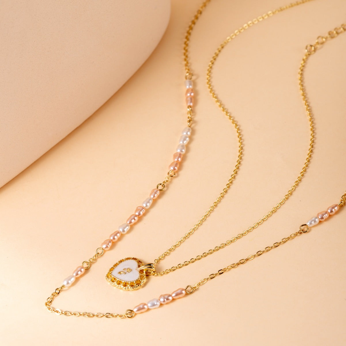 Minimalist Pearl Heart Layering Pendant Necklace for Women - Dainty Gold/Silver Jewelry Gift for Her | HN2323 | Perfect for Valentine's Day, Anniversary & Everyday Elegance