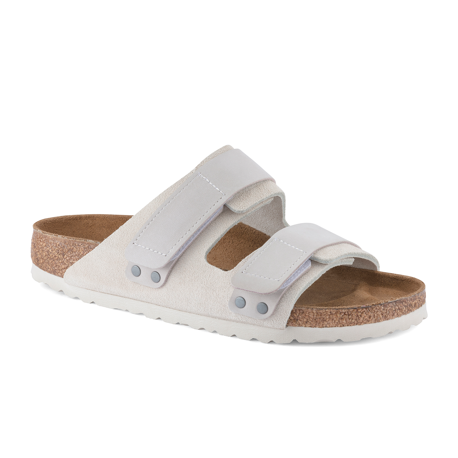Birkenstock Uji Narrow Slide Sandal for Women - Antique White Suede & Nubuck Leather | Comfortable Summer Slides for Beach, Pool & Casual Wear