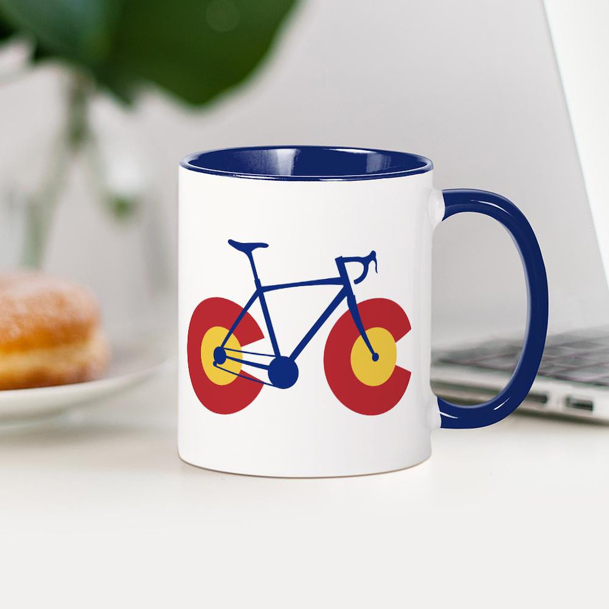 Colorado Flag Bicycle Design 11 oz (325 ml) Ceramic Coffee Mug - Perfect for Home, Office & Outdoor Adventures