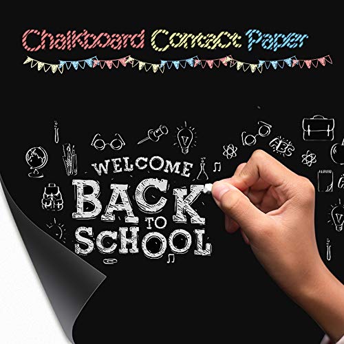 VEELIKE Removable Blackboard Wallpaper - Self-Adhesive Chalkboard Sticker for Kids, Kitchen, Office & School Decor - Includes 5 Chalk Markers - 78.7