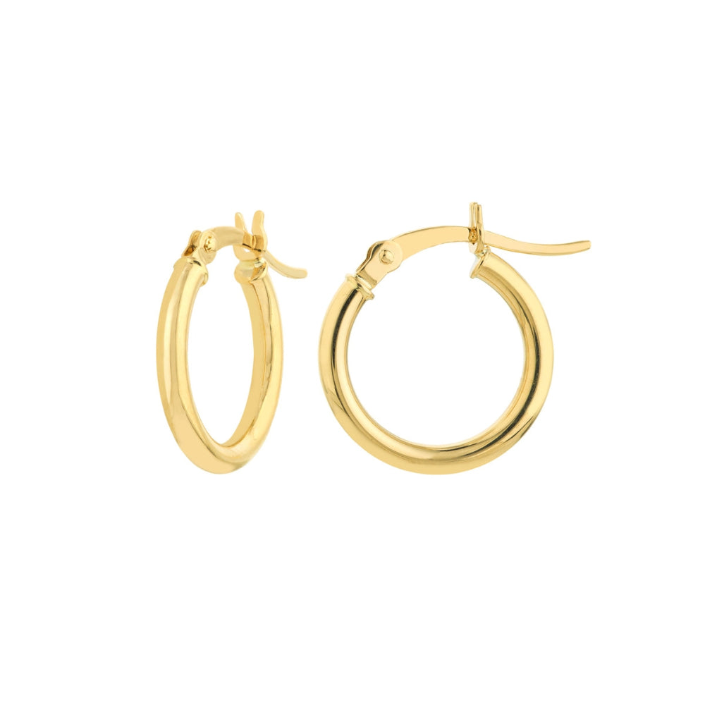 14K Gold Polished Hoop Earrings for Women - Classic Round Huggie Earrings for Everyday Wear, Gift, Wedding & Party Jewelry