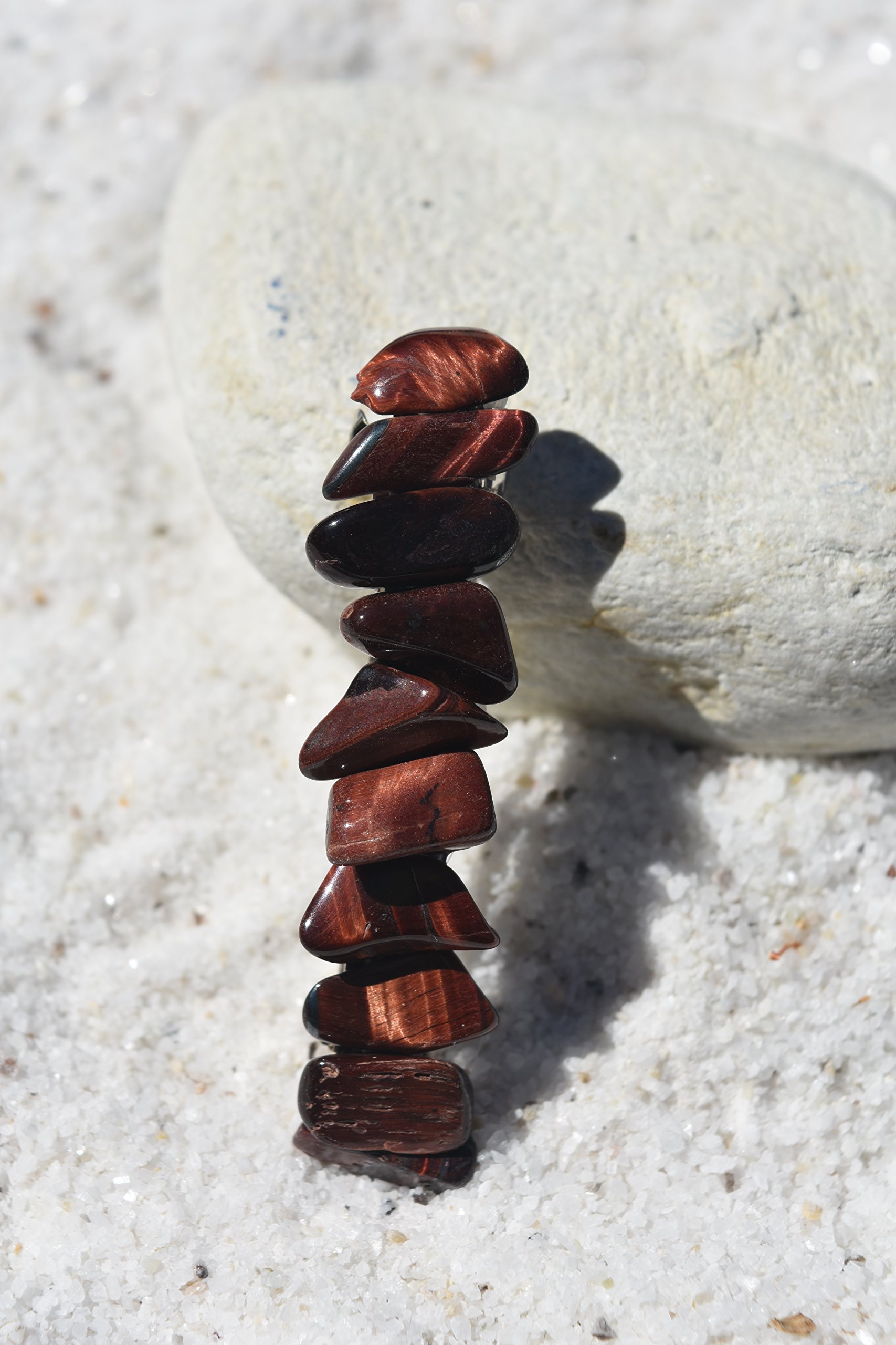 Red Tiger's Eye French Barrette Hair Clip - Elegant Crystal Beaded Hair Accessory for Women | Perfect for Weddings, Parties & Everyday Wear
