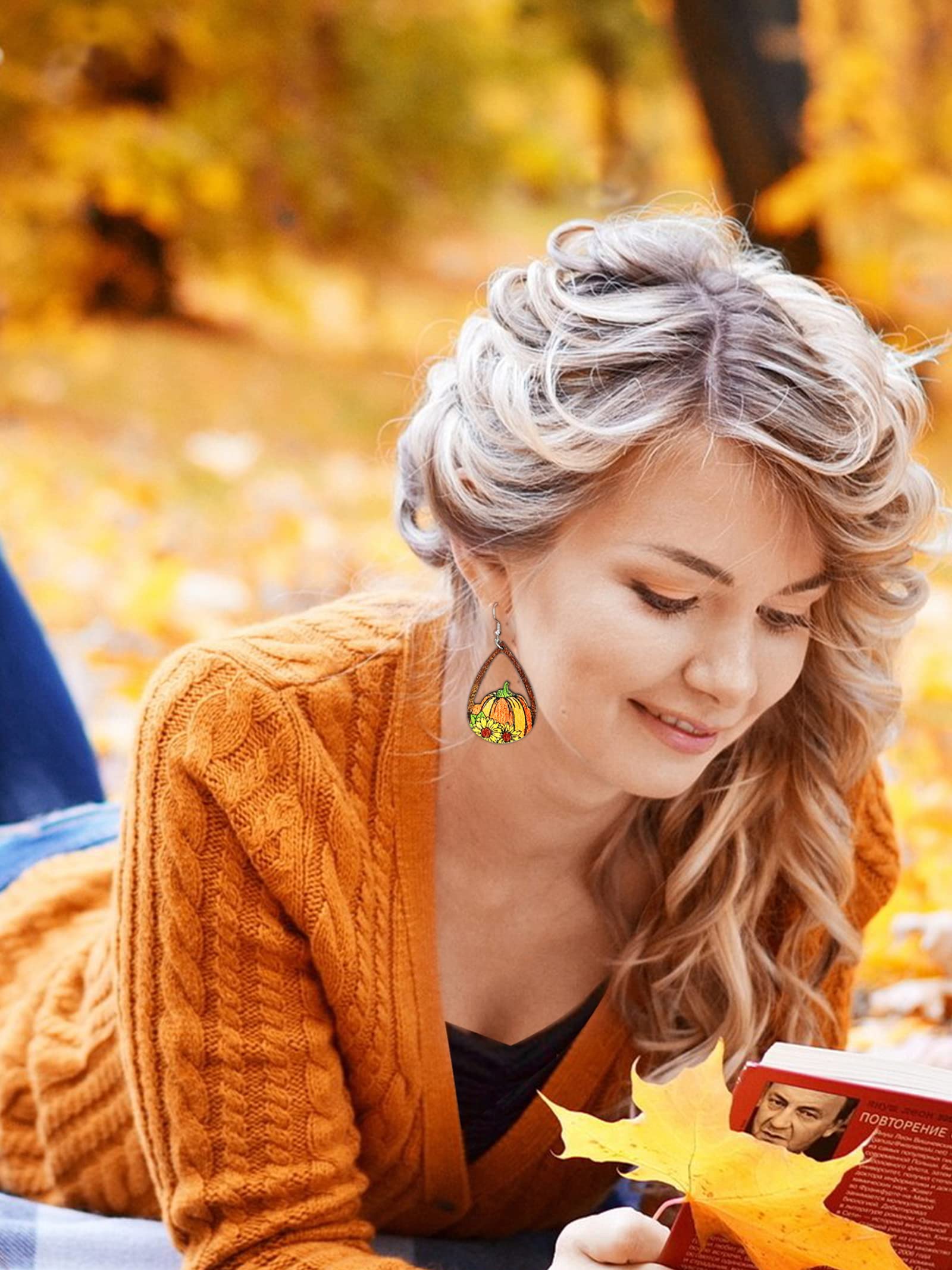 4-7 Pairs Thanksgiving Earrings for Women - Fall Maple Leaf, Candy Corn & Pumpkin Turkey Dangle Earrings - Autumn Jewelry Set for Thanksgiving Gifts (Perfect for Holiday Parties, Family Gatherings & Festive Outfits)