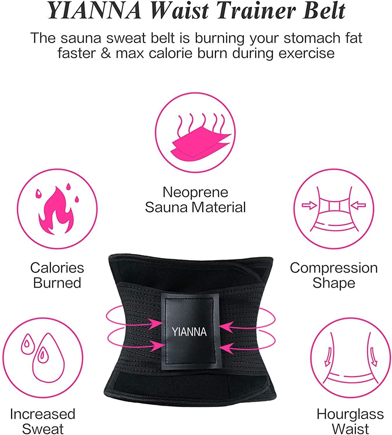 YIANNA Waist Trainer Belt for Women - Slimming Waist Trimmer, Weight Loss Workout Belt, Back Support Corset for Fitness & Posture | Perfect for Gym, Yoga & Daily Wear