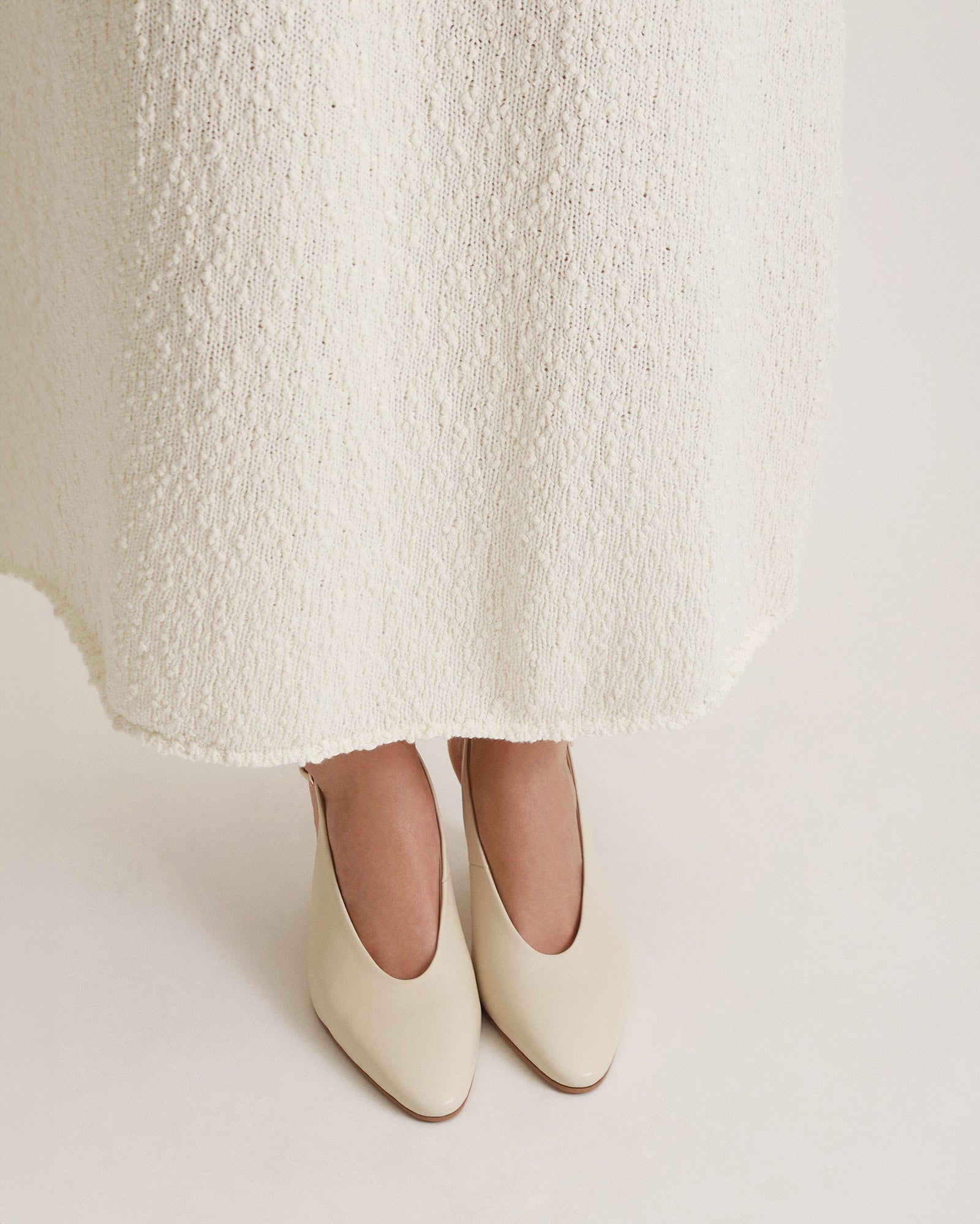 Justine Mid Heel Off White Leather Women's Shoes - Elegant & Comfortable for Work, Parties & Weddings