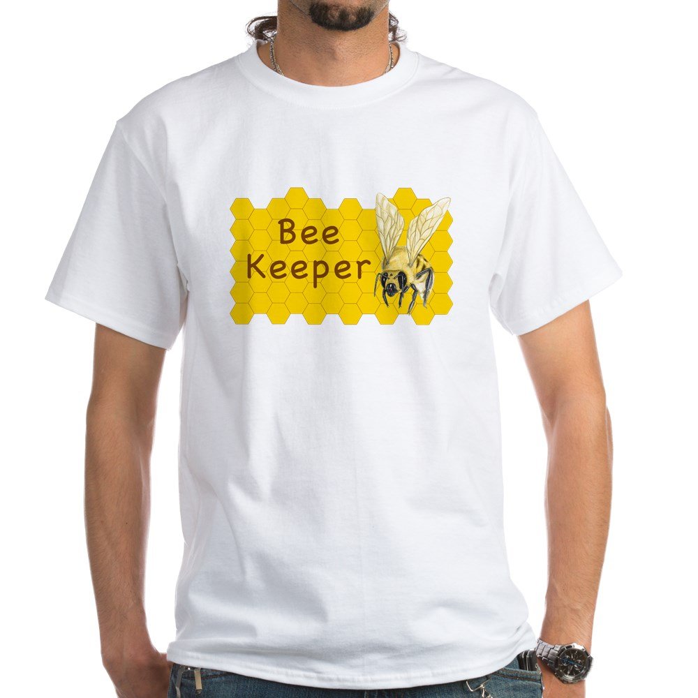 Bee Keeper White Cotton T-Shirt for Men & Women - Soft Breathable Tee for Beekeeping, Gardening & Outdoor Activities