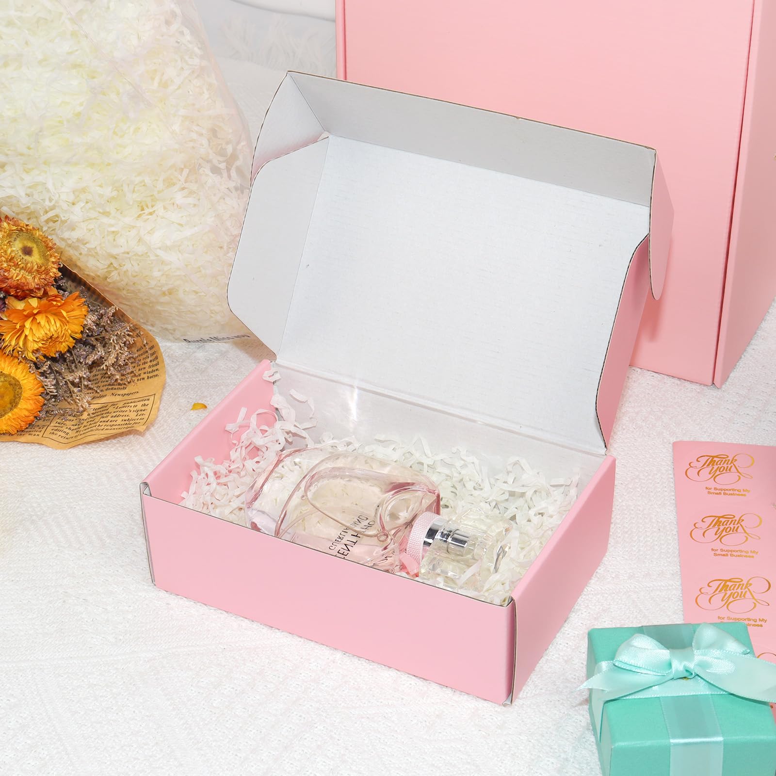 8x8x2 Inch Pink Shipping Boxes - 45 Pack for Small Business & Mailing | Durable Corrugated Cardboard for Gifts & Ecommerce