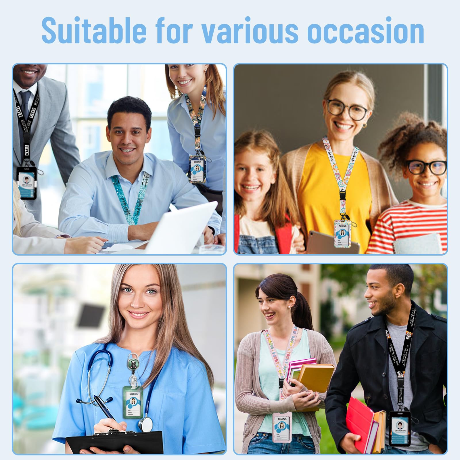 Retractable ID Badge Lanyard with Quote Card - for Nurses, Teachers, Students