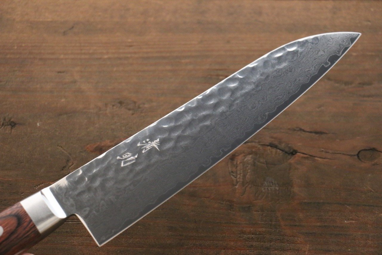 Premium Seisuke VG10 33-Layer Damascus Santoku Knife 180mm with Mahogany Handle - Japanese Kitchen Knife for Slicing, Dicing & Precision Cooking