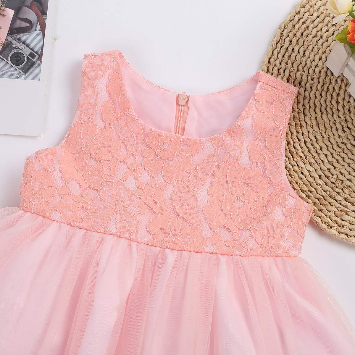 Floral Lace Baby Girl Dress with Big Bow Back - Elegant Flower Girl Outfit for Weddings, Birthday Parties & Pageants | Perfect for Special Occasions & Photo Shoots