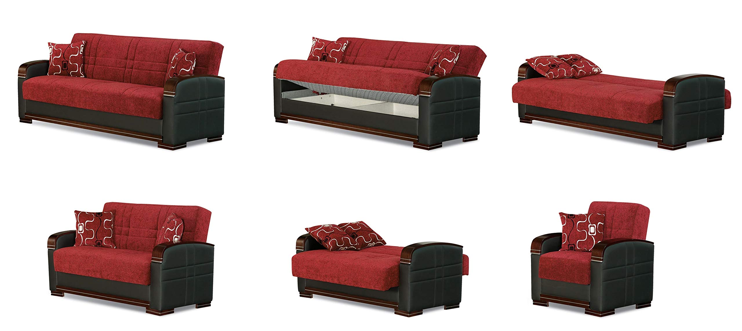 BEYAN Indiana Modern Upholstered Convertible Sofa Bed - 3-in-1 Sleeper Sofa with Storage for Small Spaces, Living Room, Guest Room & Apartment - Comfortable Futon Couch with Removable Cushions