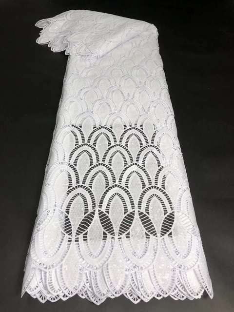 African Lace Fabric with Sequins - French Net Lace Tulle Mesh Wedding Material - White Beaded Bridal Fabric for Sewing Dresses (R1-3 Nigerian Lace) - Perfect for Wedding Gowns, Bridesmaid Dresses & Special Occasion Outfits