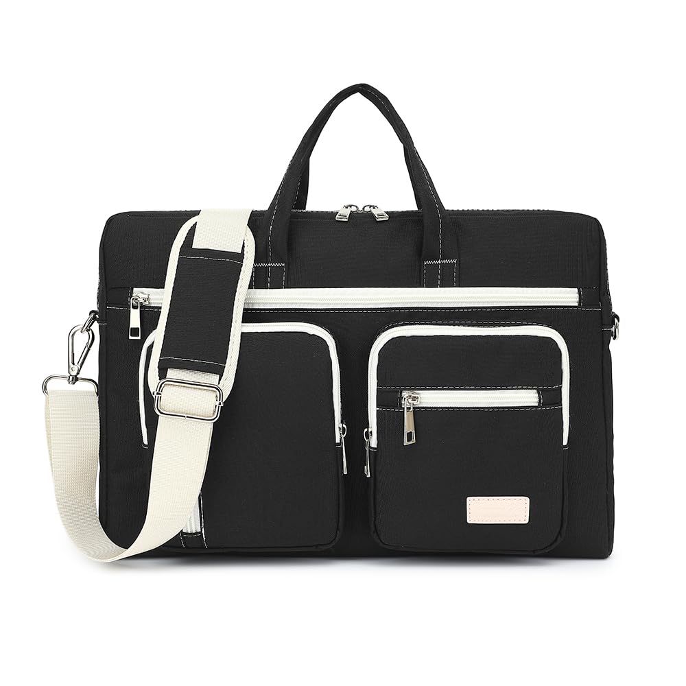 15-15.6 Inch Waterproof Laptop Shoulder Bag for MacBook Pro 16, HP, Lenovo, Dell 14 Inch - Lightweight Messenger Bag & Protective Sleeve (Black) | Perfect for Work, Travel & School Commute