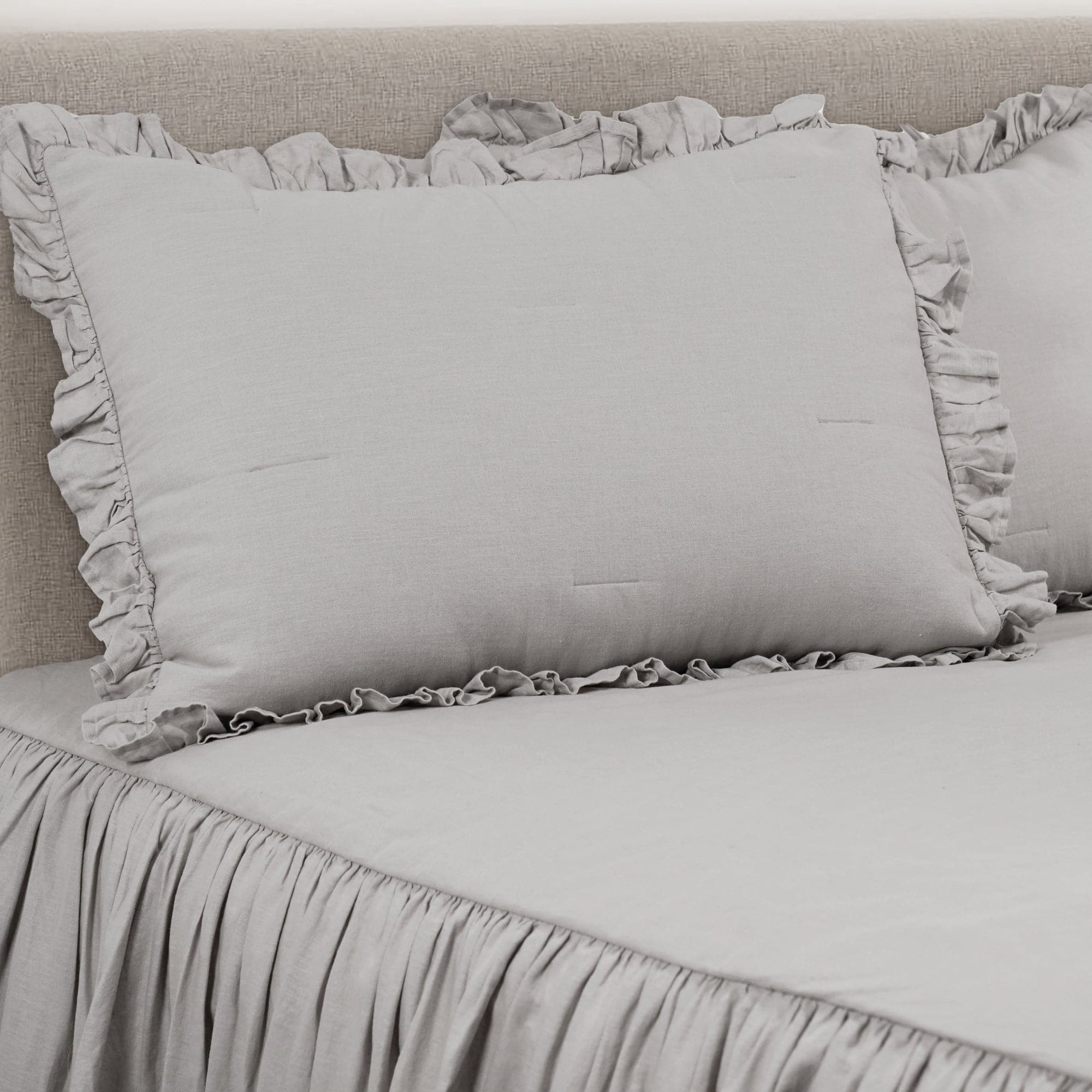 Premium Belgian Flax Linen & Cotton Blend Bedspread Set - 3 Piece Queen Size Luxury Bedding for Master Bedroom & Guest Room Decor