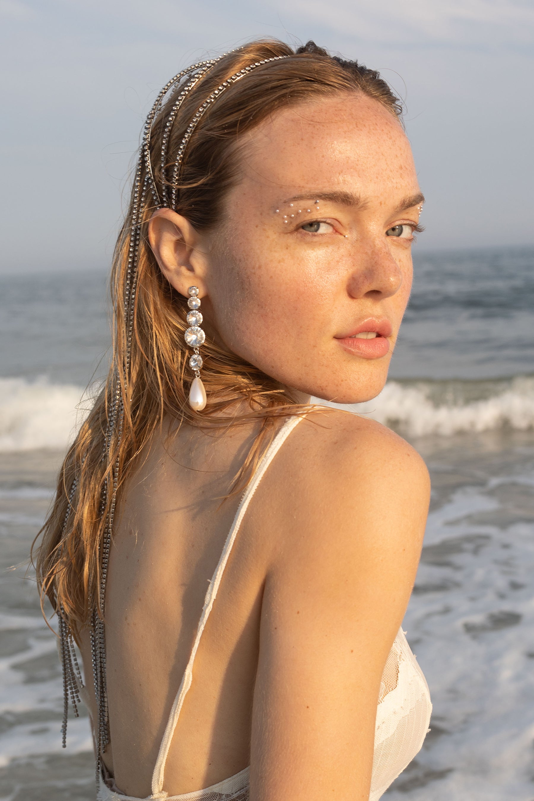 Athena Pearl and Crystal Drop Earrings - Elegant Dangle Jewelry for Women | Perfect for Weddings, Parties & Special Occasions