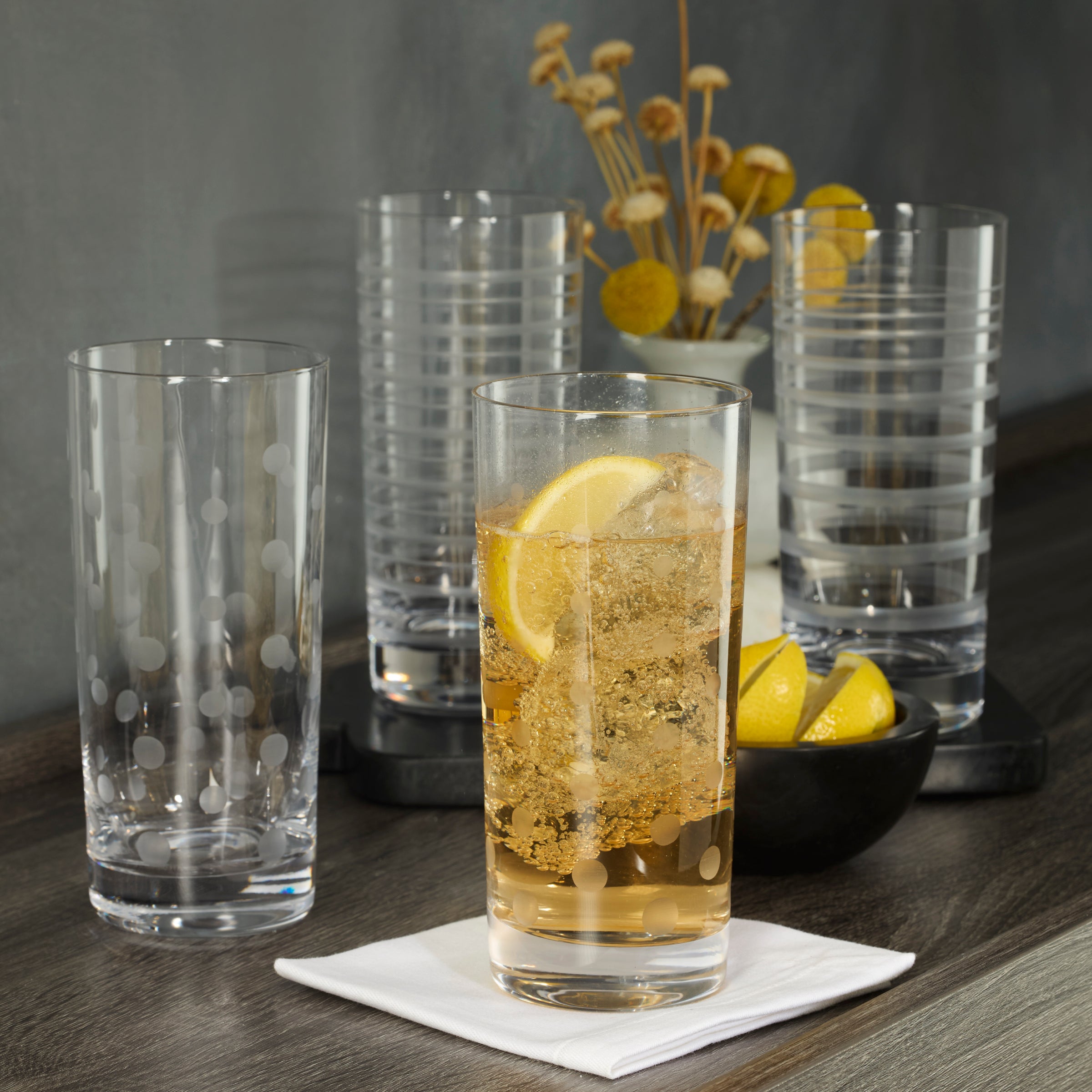 Premium Mingle Highball Glasses Set of 4 - 12oz Crystal Clear Bar Glasses for Cocktails, Whiskey, Iced Tea & Entertaining - Dishwasher Safe Drinkware for Home Bar & Parties