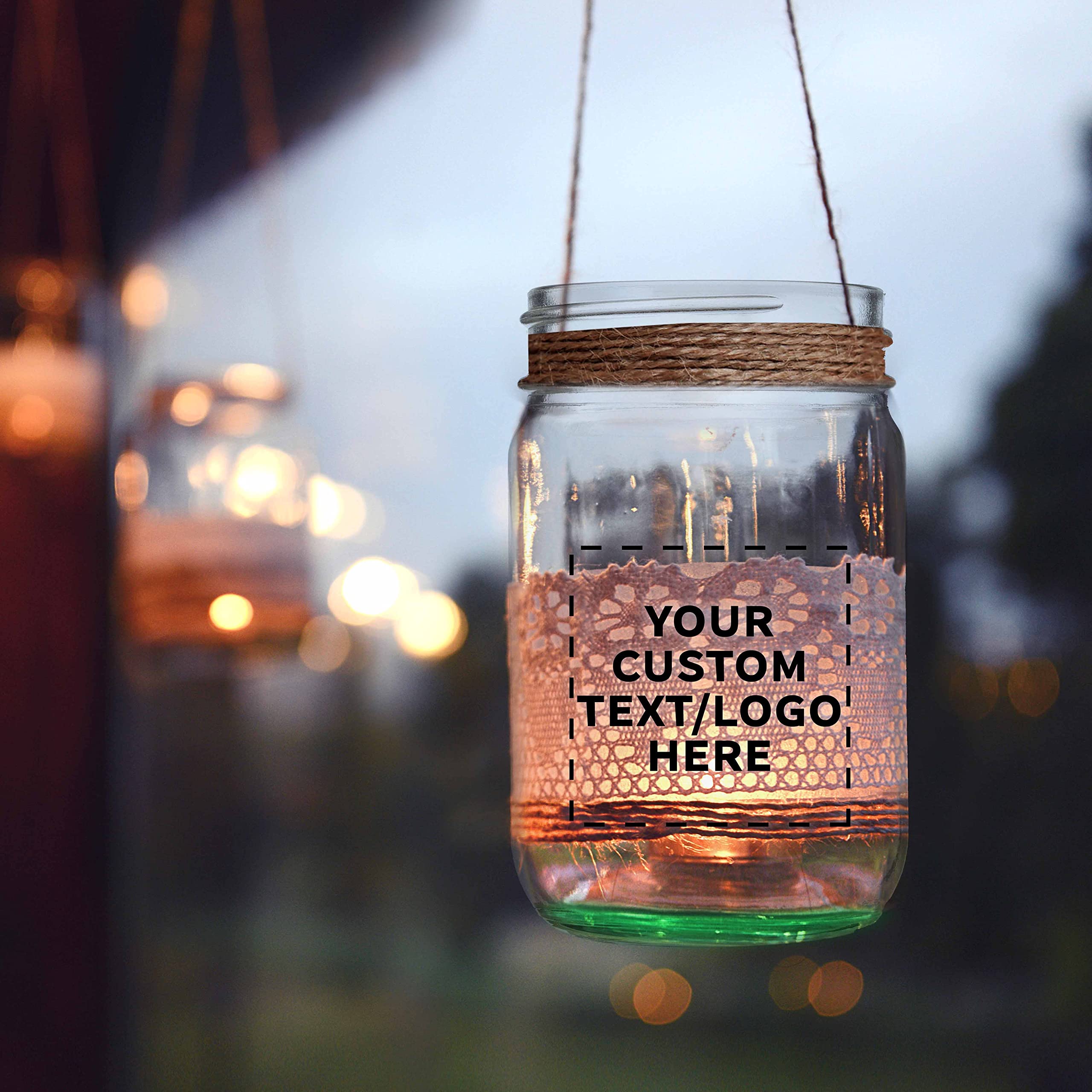 50 Pack 12 oz Custom Mason Jars Bulk Set - Personalized Glass Containers for Overnight Oats, Candies, Fruits, Pickles, Spices & Beverages - Green Decorating Jars - Perfect for DIY Crafts, Wedding Favors, Party Decor & Kitchen Storage
