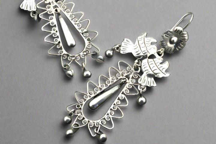 Sterling Silver Floral & Bird Drop Earrings - Elegant Dangle Earrings for Women, Perfect for Weddings, Parties & Everyday Wear