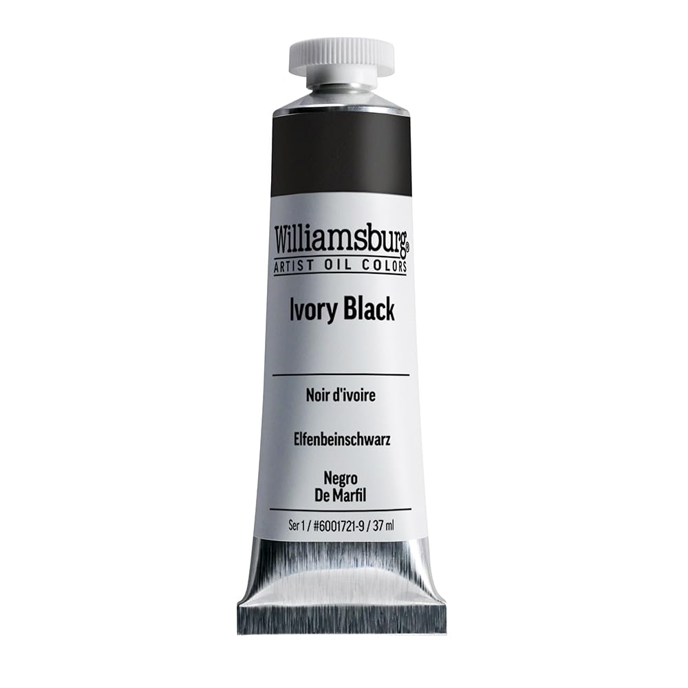 GOLDEN Williamsburg Artist Oil Colors - Ivory Black (37ml Tube) | Professional Semi-Opaque Oil Paint for Canvas Painting & Portrait Art