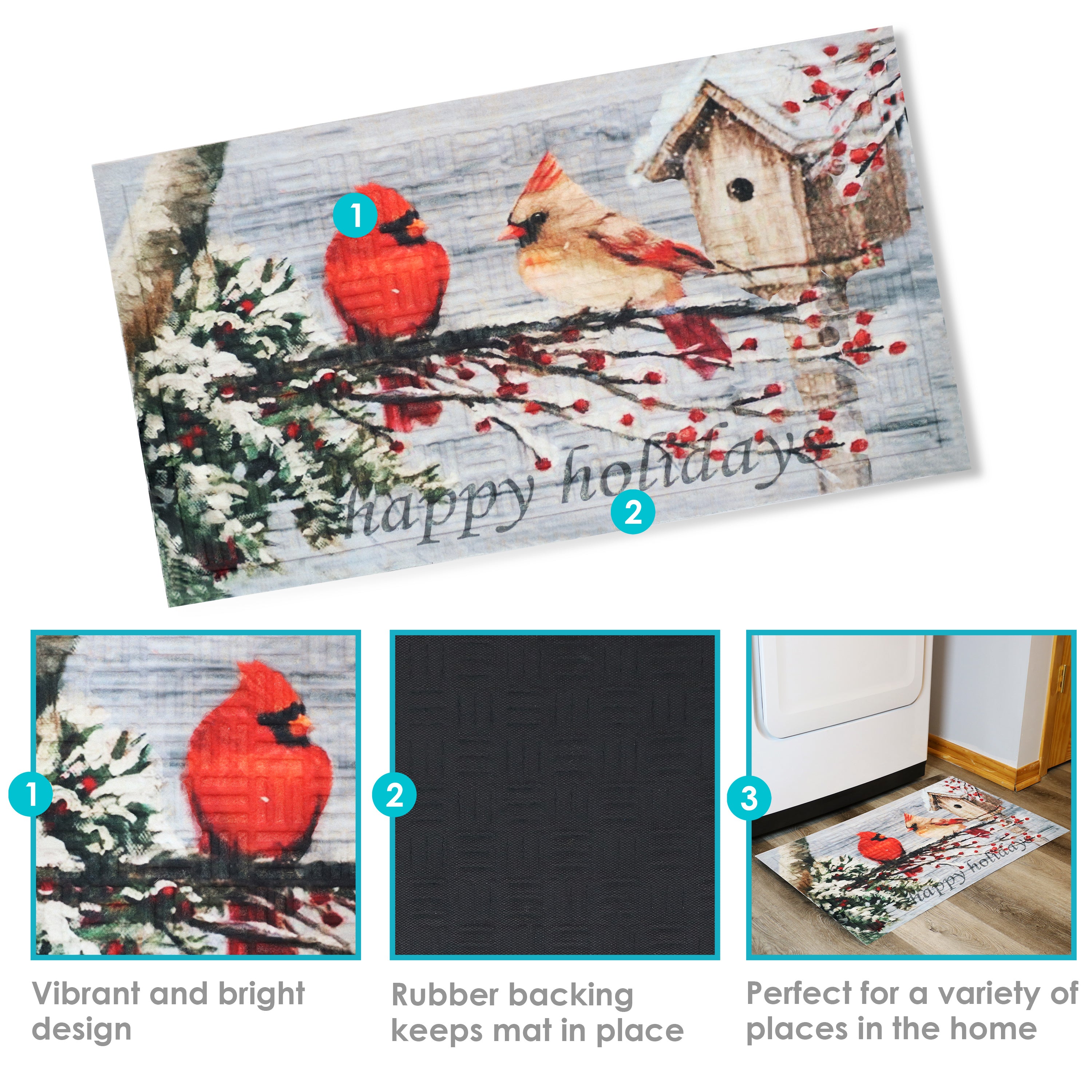 Sunnydaze 17.5 x 29 Indoor Holiday Doormat - Non-Slip Christmas Welcome Mat for Front Door, Porch, and Entryway Decorations