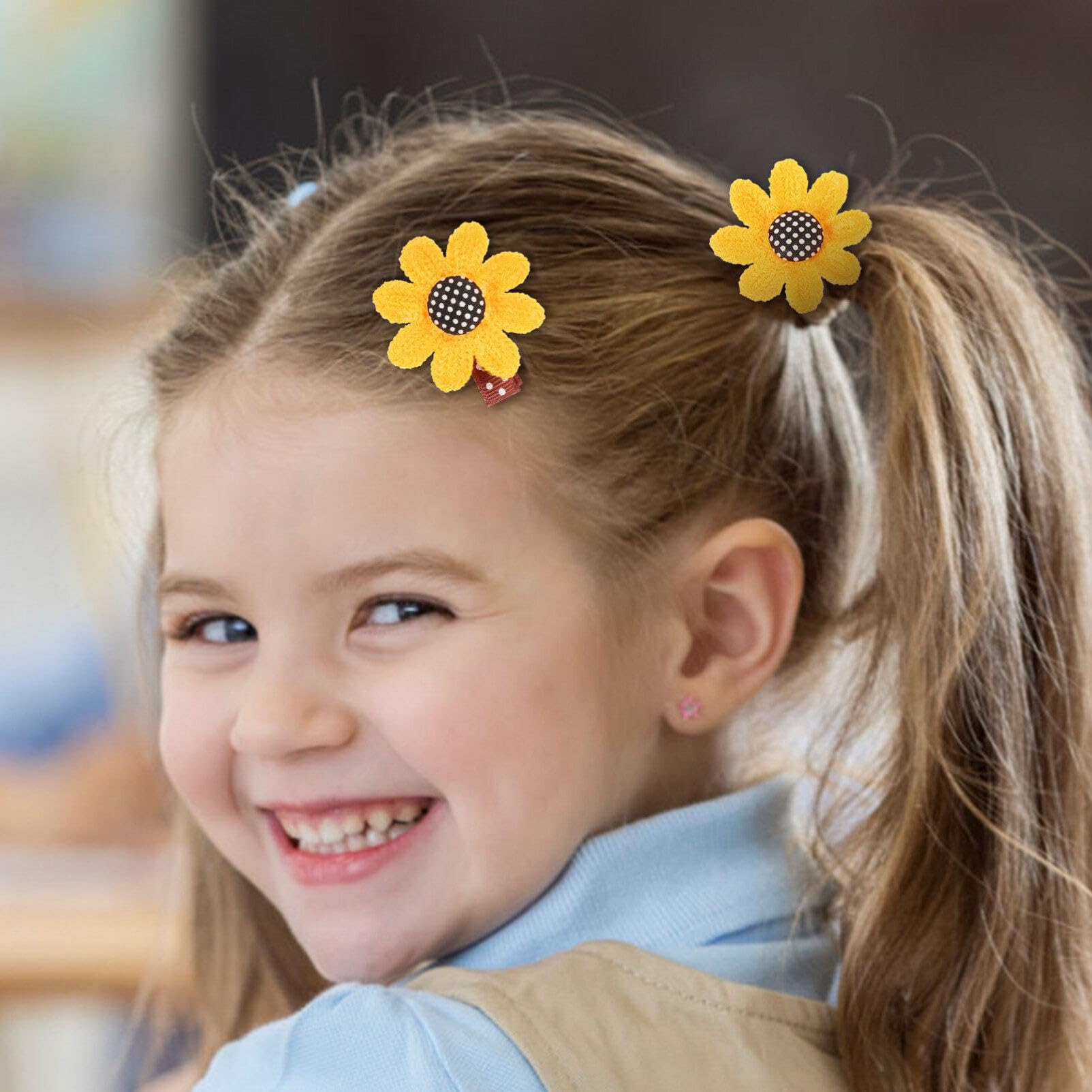 Beaupretty 6pcs Sunflower Hair Clips & Scrunchies Set - Cute Alligator Clips, Elastic Hair Ties, Ponytail Holders for Girls - Black & Yellow Floral Hair Accessories for School, Party, Summer Outfits