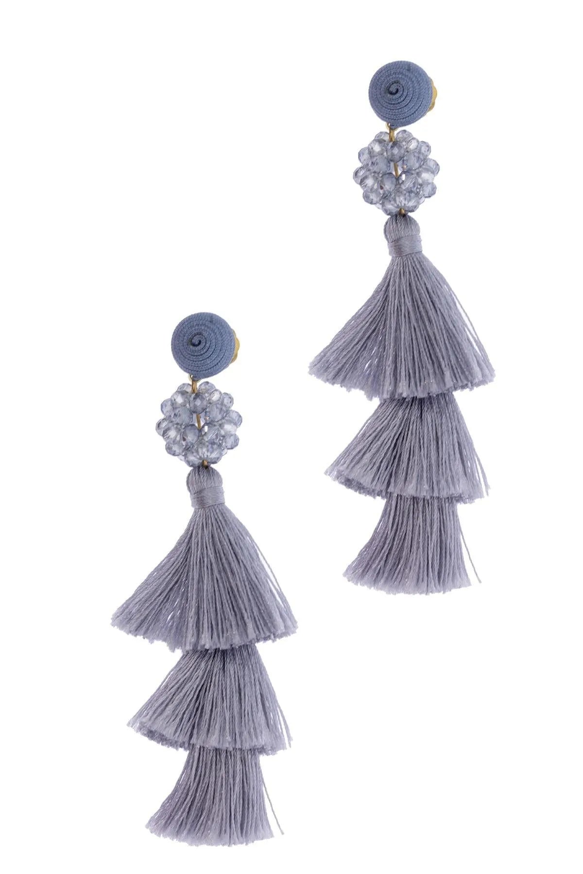 Crystal Cluster Tassel Earrings for Women - Elegant Bohemian Dangle Earrings with Natural Stones - Perfect for Parties, Weddings & Everyday Wear