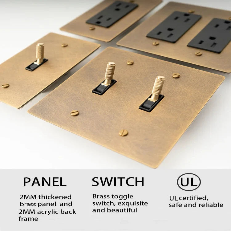 Vintage Brass Toggle Light Switch - Classic Style for Home, Office & Industrial Use - Durable Metal Electrical Switch for Wall Lighting Control