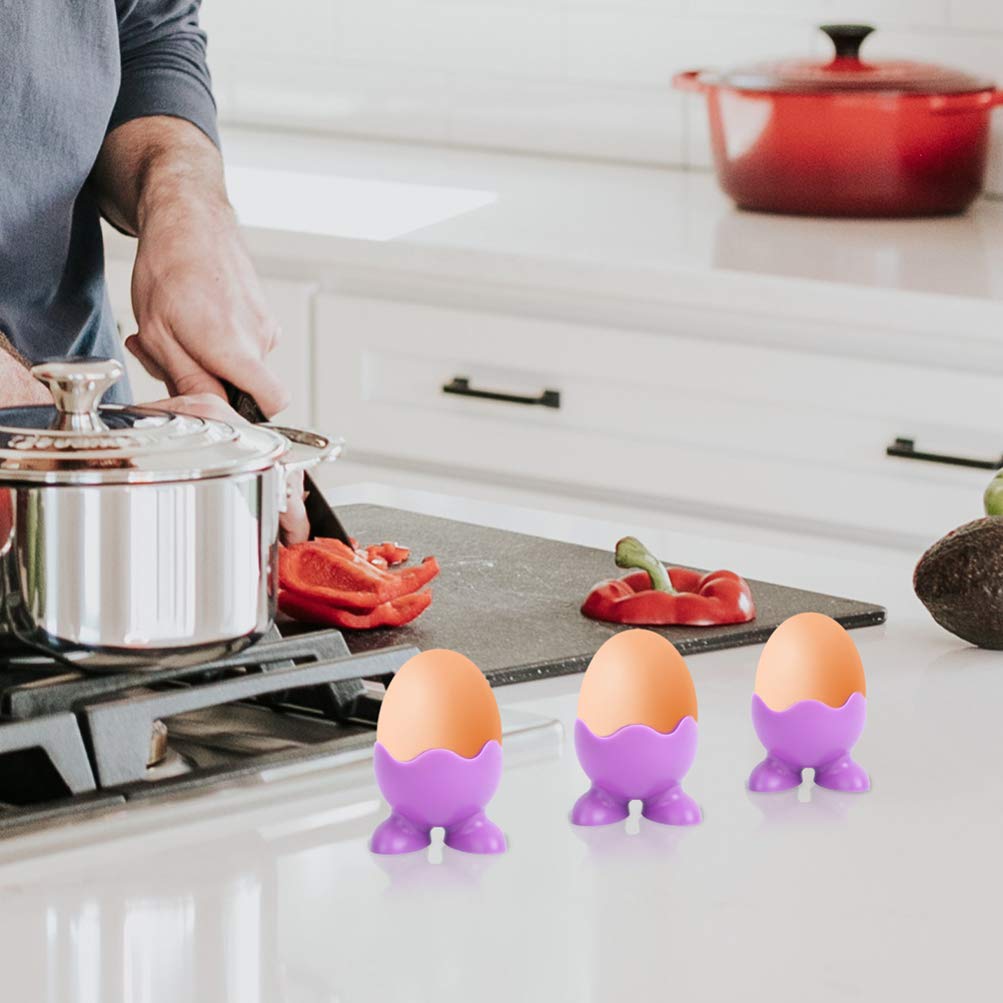 VOSAREA 8pcs Silicone Egg Holder Cups - Reusable Boiled Egg Stand with Egg Cooker & Eggcup - Perfect for Breakfast, Kitchen, Picnics & Camping