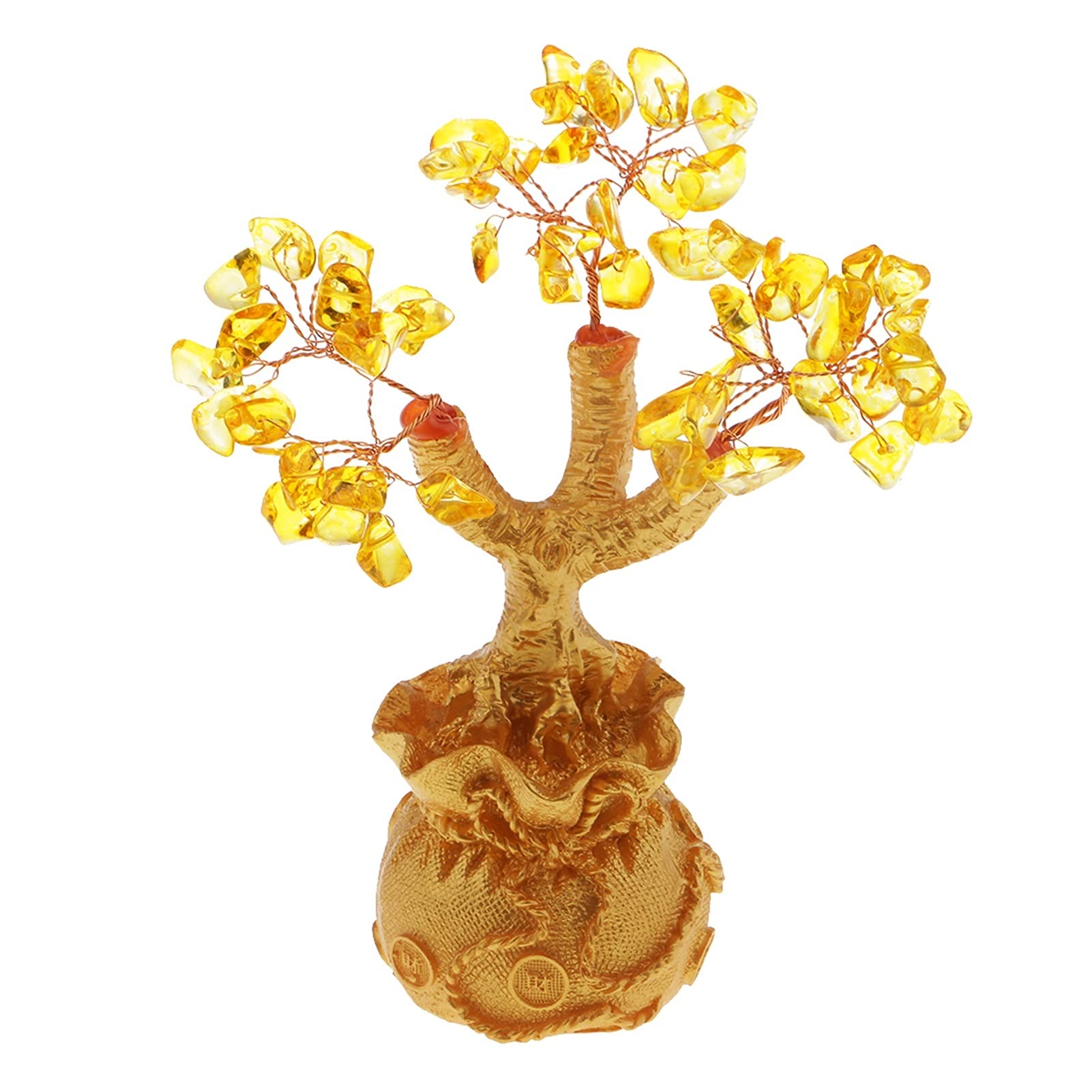 Luck & Wealth Crystal Tree - Mini Feng Shui Money Tree for Home & Office Decor, Yellow Crystal Bonsai for Prosperity & Good Fortune | Perfect for Desk Decor, Gift Giving & Positive Energy