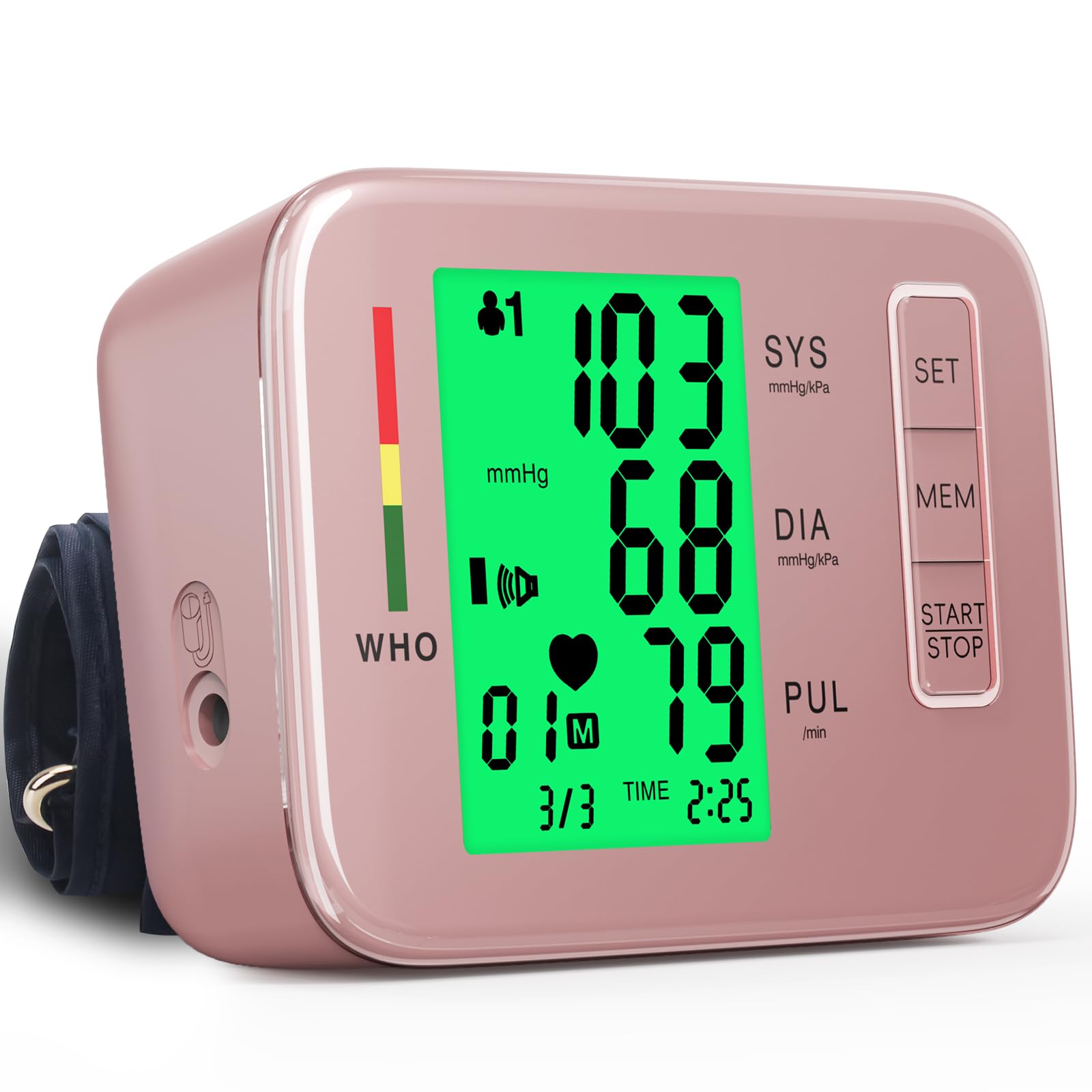 Automatic Blood Pressure Monitor for Home Use - Upper Arm BP Cuff Machine with Adjustable 8.7”-16.5” Cuff, 180 Memory Storage, Digital Display (Pink & Blue Options) - Perfect for Daily Health Tracking & Doctor Visits