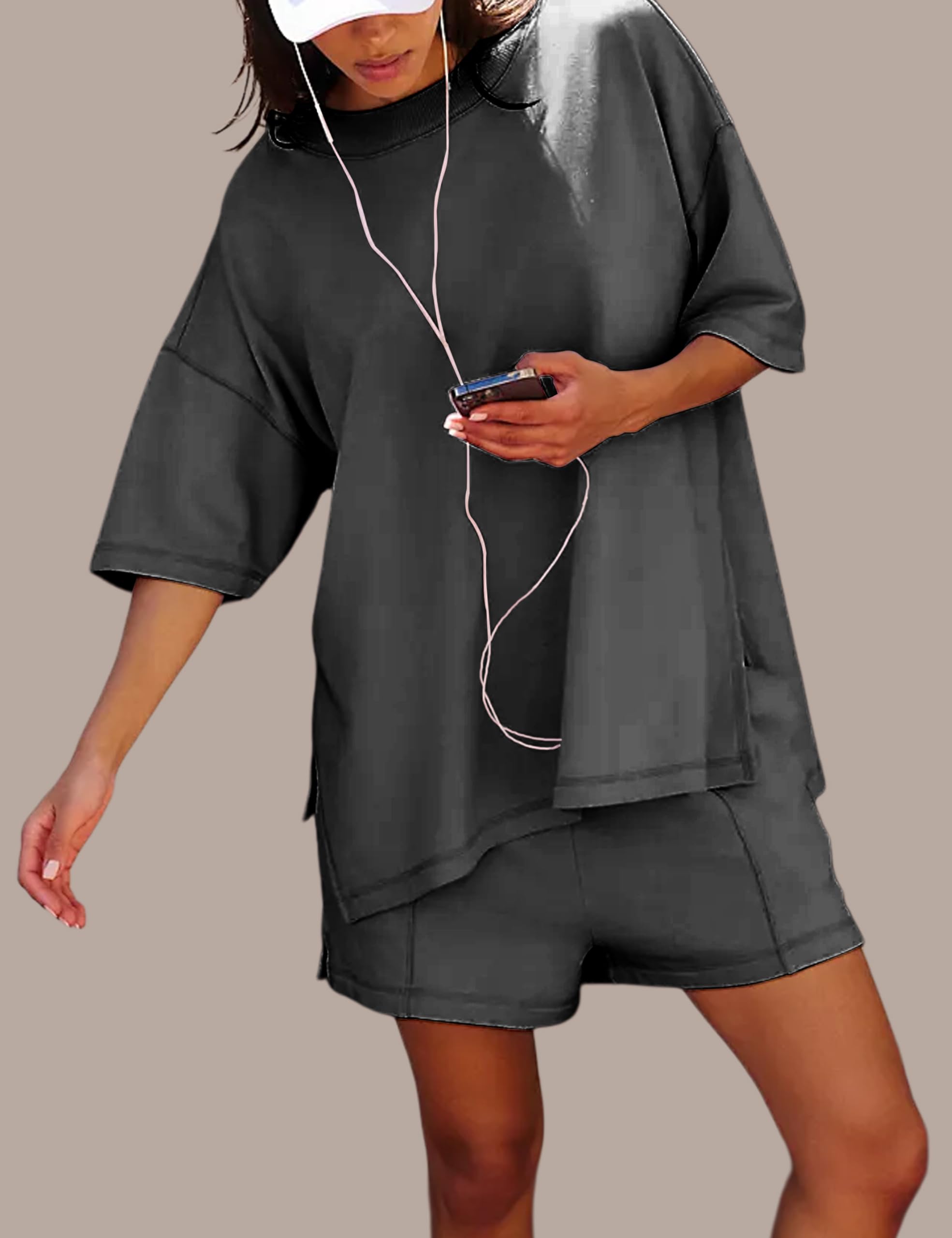 Women's 2 Piece Oversized Tracksuit Set - Short Sleeve Crop Top & Wide Leg Lounge Pants | Casual Sweatsuit for Women | Perfect for Yoga, Gym, Travel & Home Relaxation