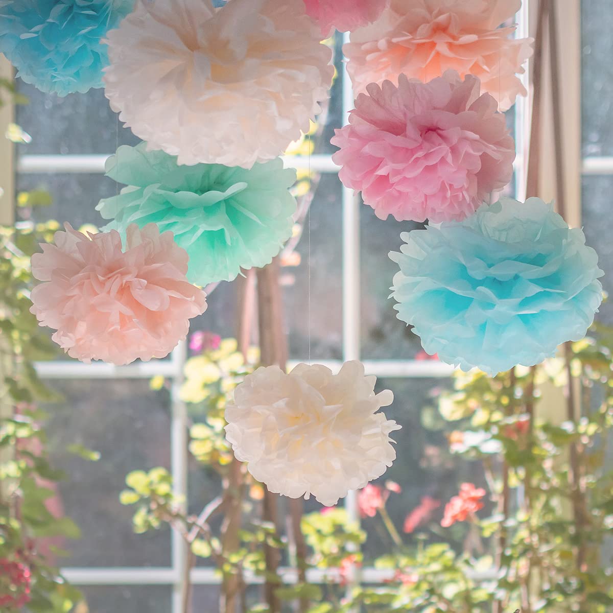 Pastel Tissue Paper Pom Poms - 20pc Rainbow Hanging Paper Flowers for Birthday Party Decorations, Baby Shower, Easter Celebration & Classroom Decor | Perfect for DIY Crafts, Wedding Backdrops and Nursery Room Decor by Avoseta