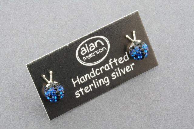 Blue Crystal Ladybug Stud Earrings - Elegant & Dainty Jewelry for Women, Perfect for Parties, Weddings & Everyday Wear