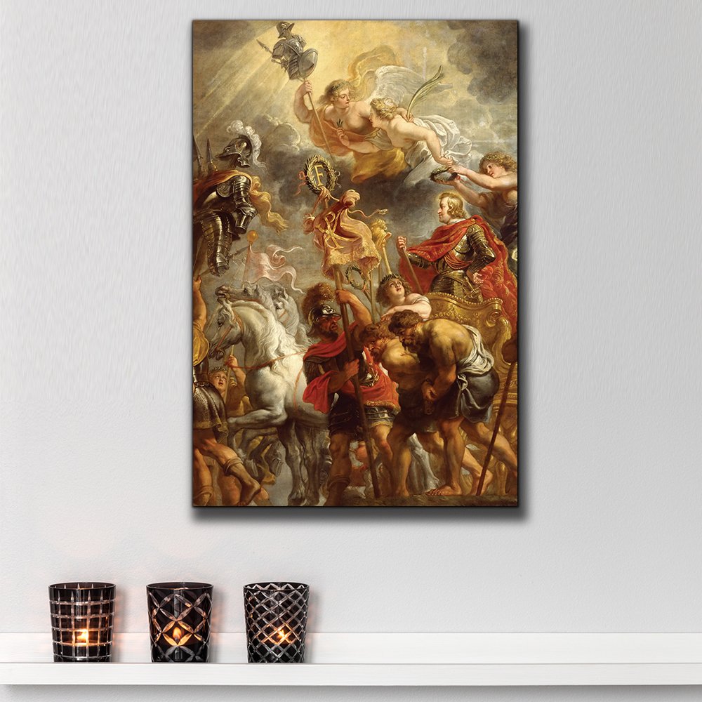 Wall26 - Peter Paul Rubens Baroque Style Oil Painting 'Triumphal Entry of Ferdinand of Austria into Antwerp' with Angels - Premium Canvas Art Print 32x48 inches - Perfect for Living Room, Bedroom or Office Decor