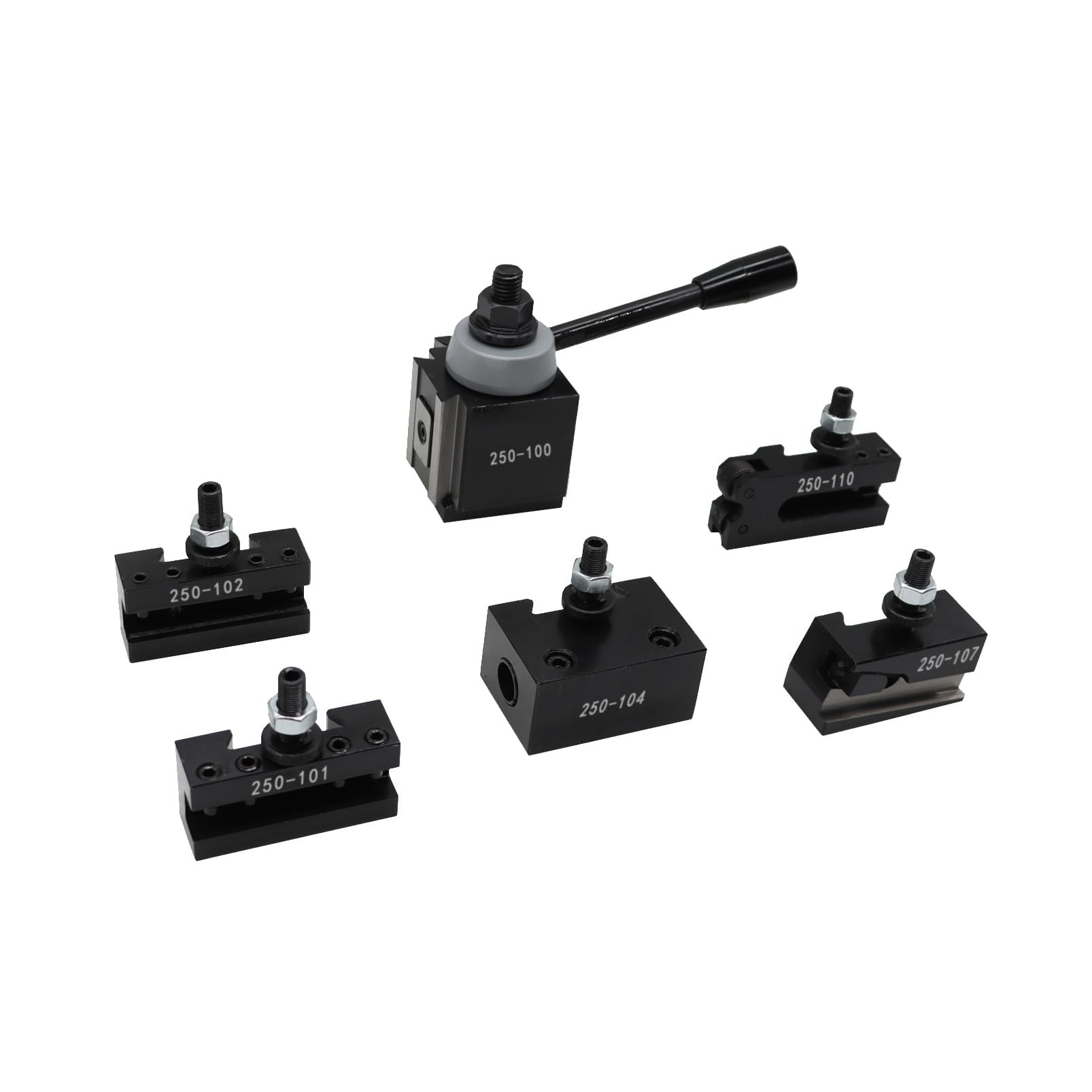 AXA 250-100 Quick Change Tool Post Set - Compatible with 250-101, 250-101T, 250-102, 250-104, 250-107, 250-110 Tool Holders | Ideal for Lathe Turning, Milling & Metalworking Projects