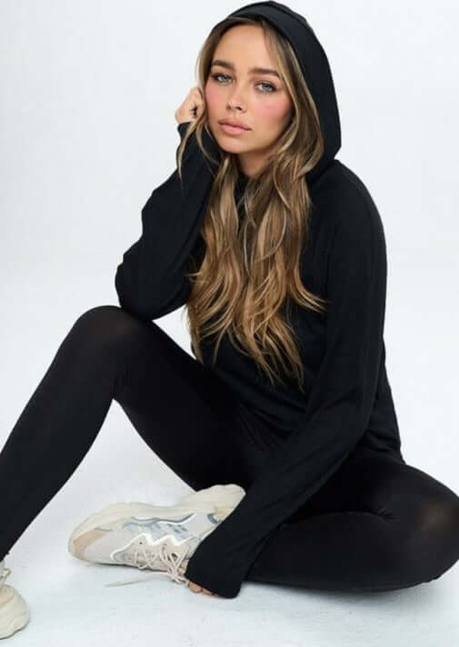 Cropped Performance Hoodie for Women - Lightweight, Breathable & Moisture-Wicking Workout Top - Yoga, Running & Gym Essentials (Final Sale)